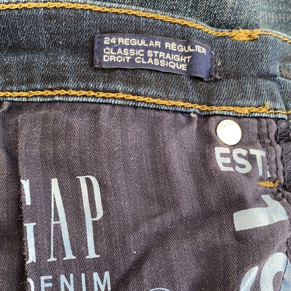 GAP Regular Mid Rise Classic Straight Leg Dark Denim Jeans Sz 24 - Picture 4 of 8